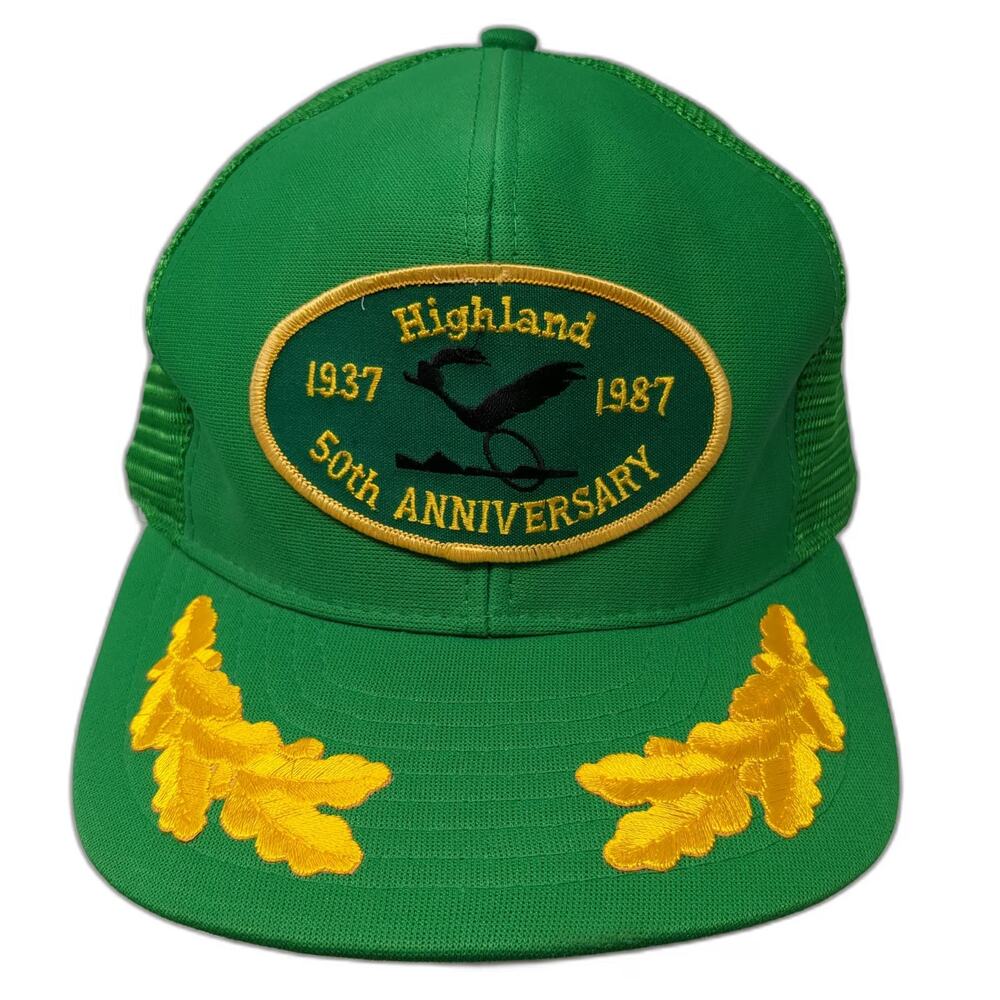 Sportcap Trucker Hat Green OS Highland 50th Anniversary Roadrunner Patch Vintage